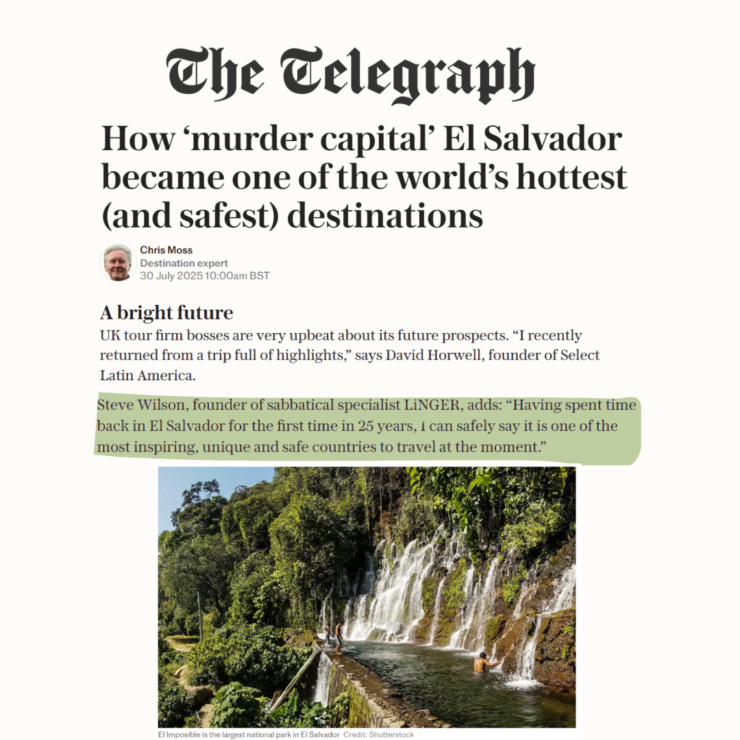 The Telegraph - LiNGER Travel quoted on El Salvador as travel destination.